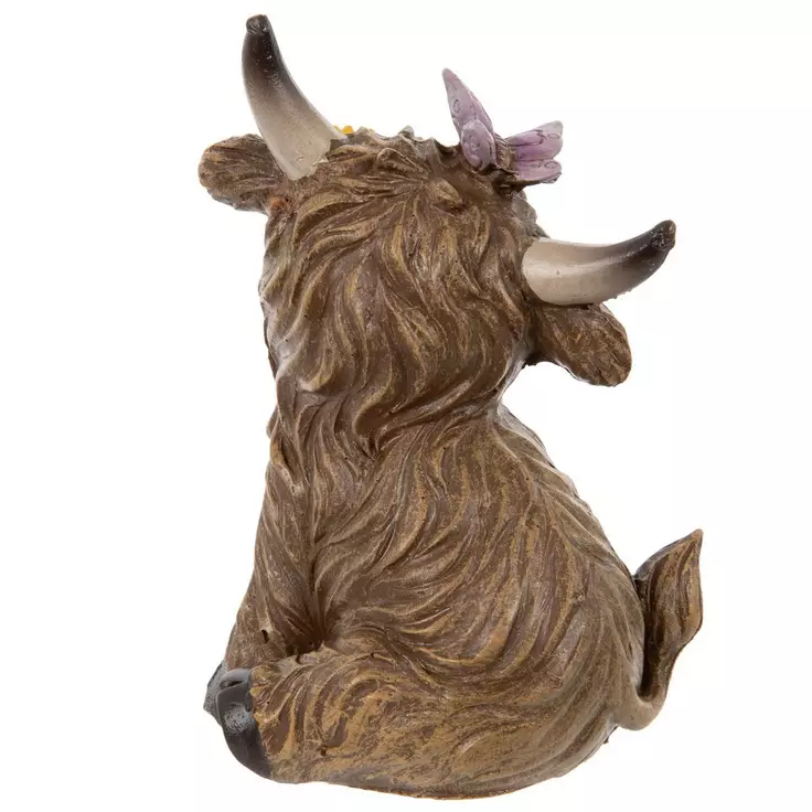HL Spring Decor - Resin Scottish Highland Cow Spring Figurines 4pc Set