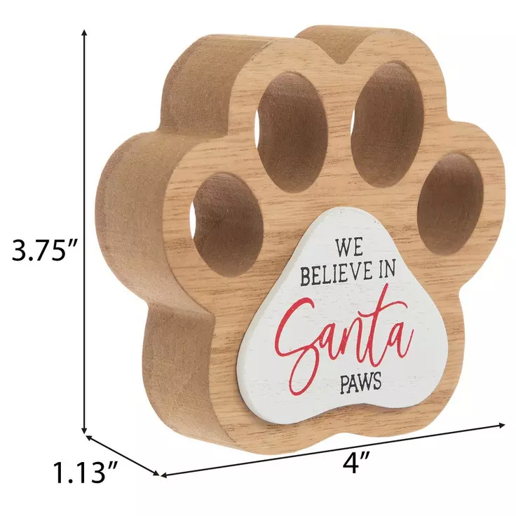 HL  Christmas Decor - We Believe in Santa Paws Block Sign