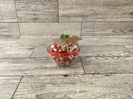 AGD Fall  Decor - SMALL Clear Apple Filled with Confetti Glitter Shaker Sitter