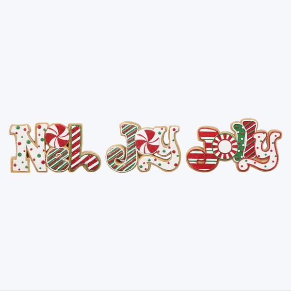 YI Christmas Decor - Whimsy Gingerbread Resin Word Signs 3pc