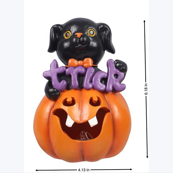 YI Halloween Decor - Cat Dog Jack-o-Lantern Pumpkin Figurines 2pc