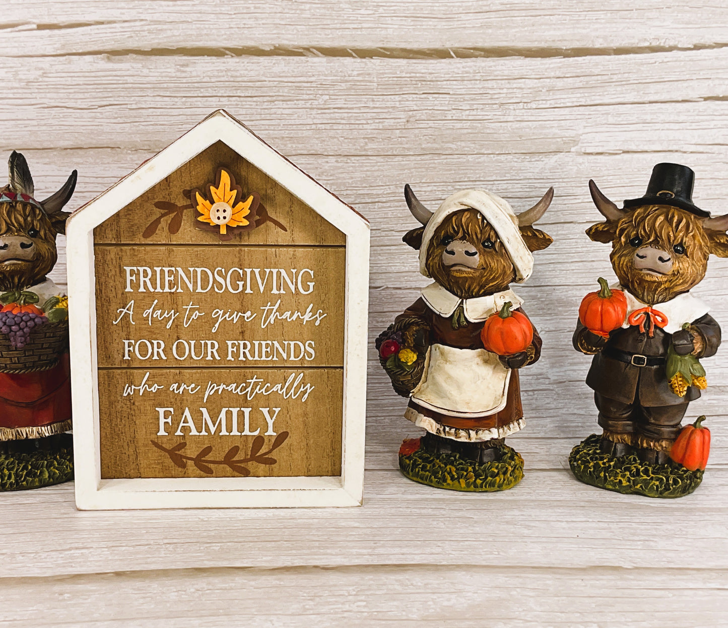 AGSD Fall Decor - Thanksgiving Pilgrim Native Indians Highland Cows 10pc Set