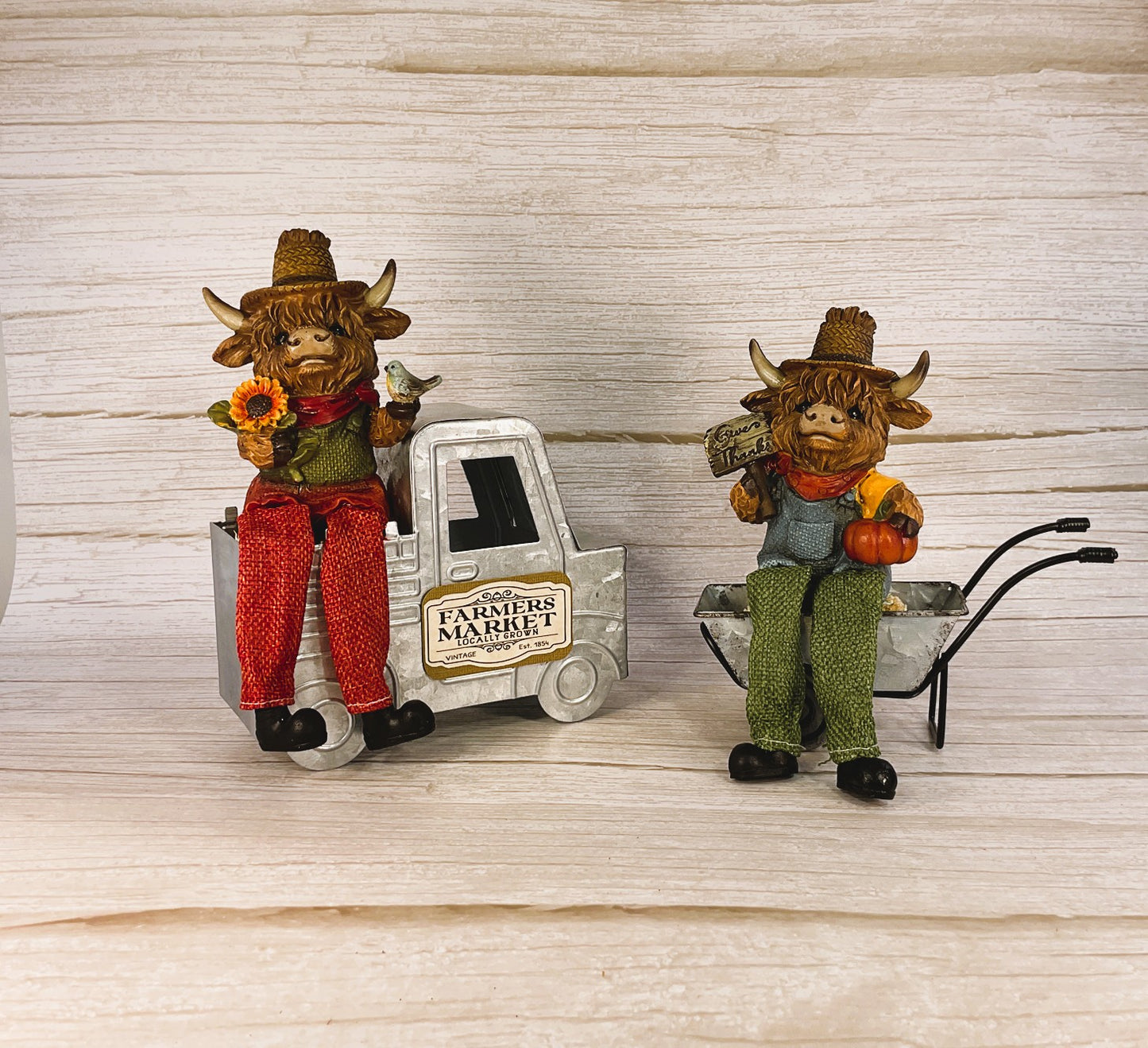 AGSD Fall Decor - Sunflower Harvest Highland Cows Truck Cart Set