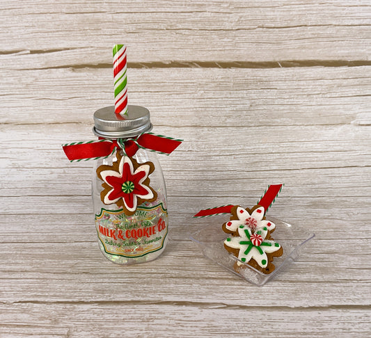 AGSD Christmas Decor - Milk Bottle and Cookies Tray  Display 2pc Set