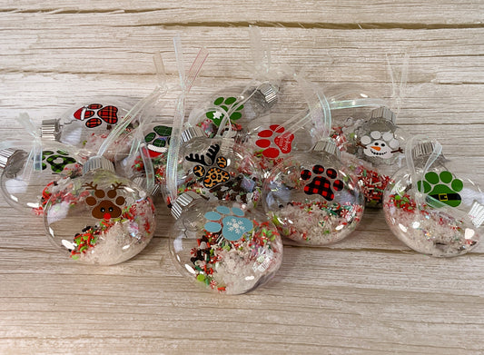 AGSD Christmas Decor - Puppy Dog Paws Fill-able Round Ornaments 12pc