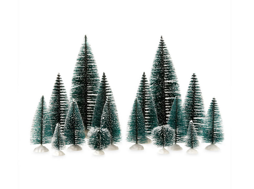 WM Christmas Decor -Green Sisal Bottlebrush Tree Set 18pc Set