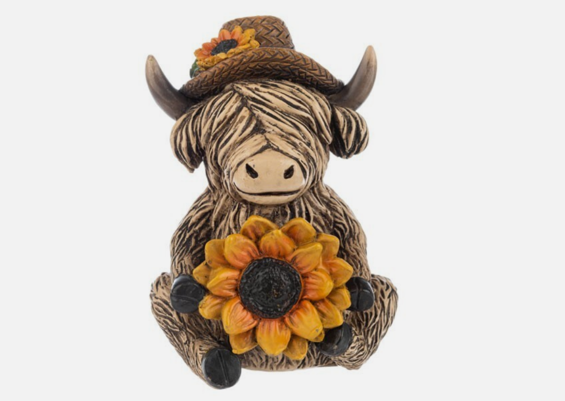 YI Fall Decor - Harvest Highland Cows Resin Tabletop Figurines 3pc