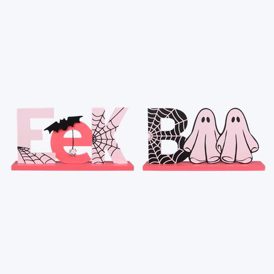 Youngs Halloween Decor - Glam Pink Boo Eek Signs 2pc Set