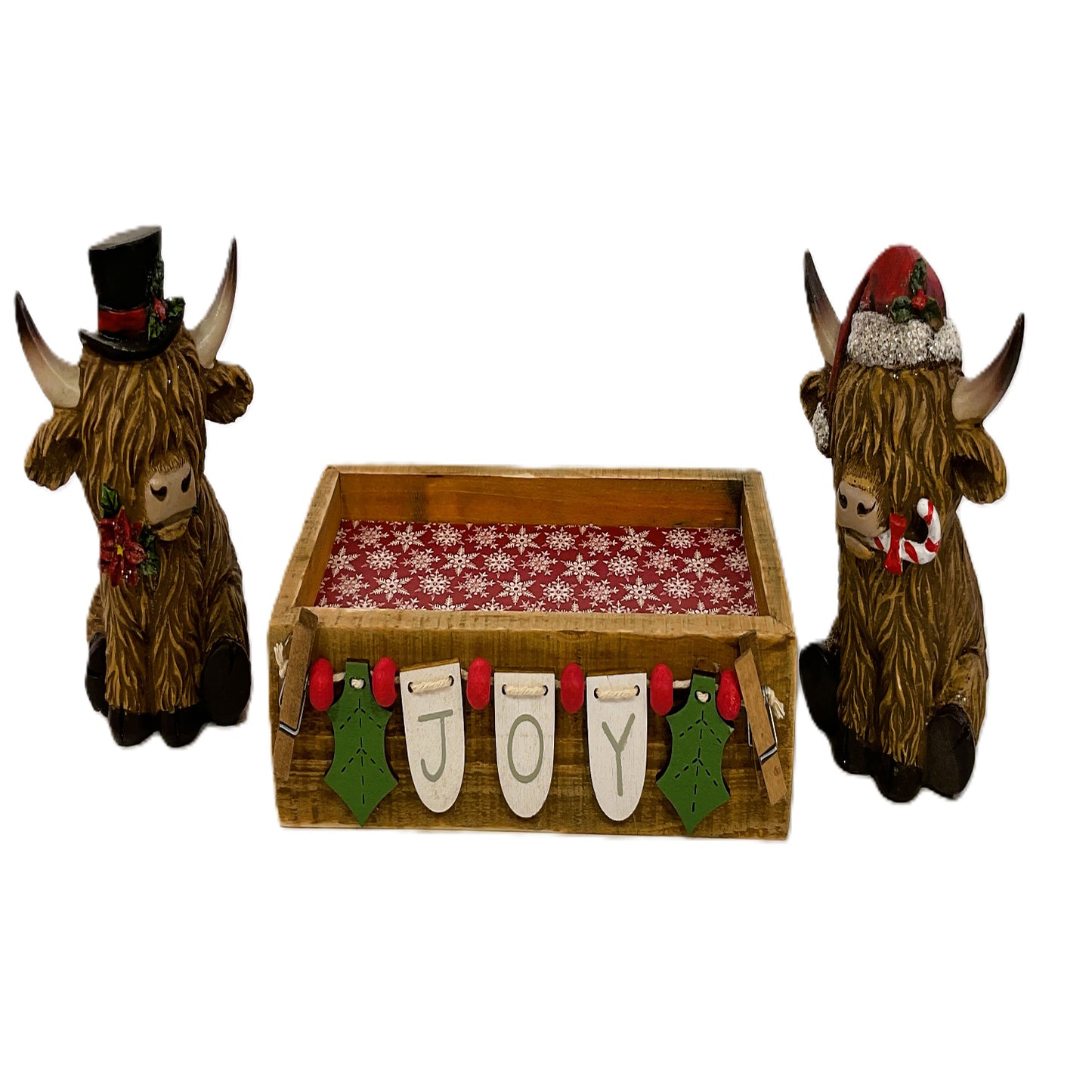 AGSD Christmas Decor - Highland Cows Resin Tabletop Figurines 3pc