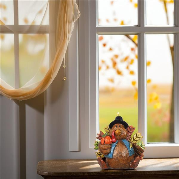 YI Fall Decor - Thanksgiving Pilgrim Turkey Sitter Resin Figurine Tabletop Sitter