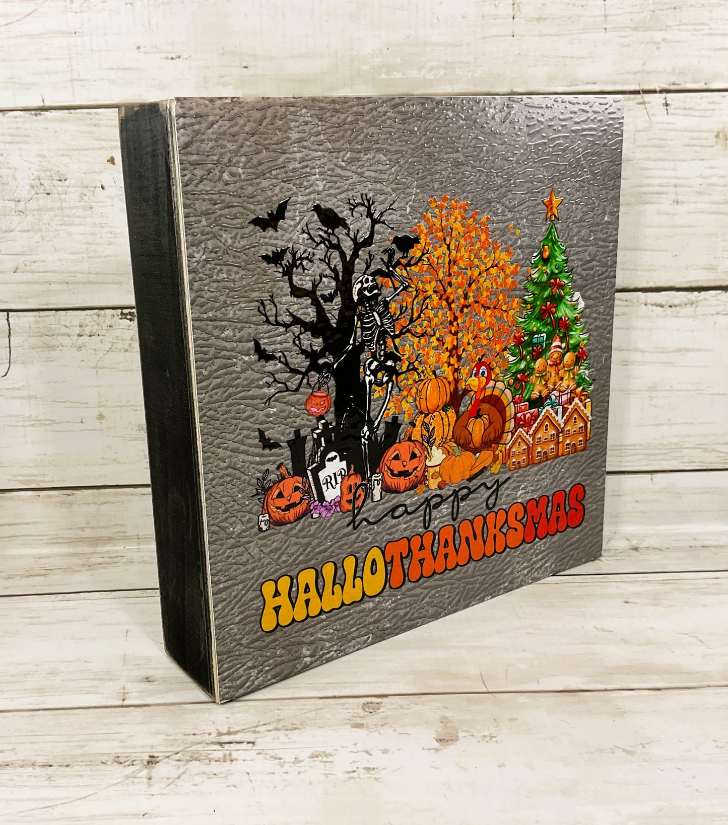 AGD Halloween Decor - Multi Season Hallo-Thank-Mas Box Sign