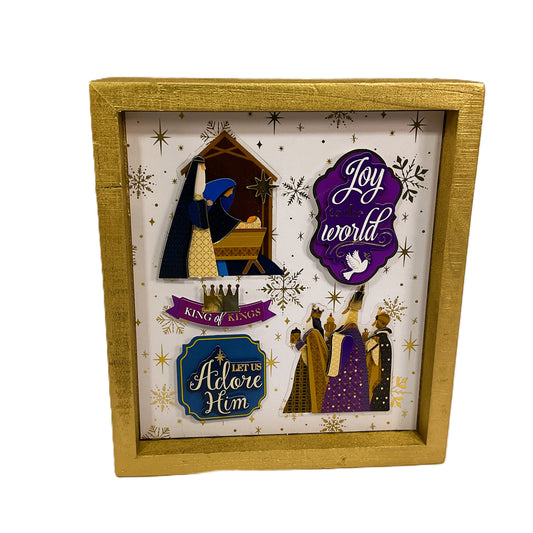 AGSD Christmas Decor - Nativity Adore Joy to the World 3-D Icon Sign