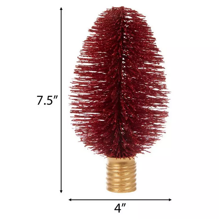 HL Christmas Decor - Light Bulb Sisal Bottlebrush Tree Large Red