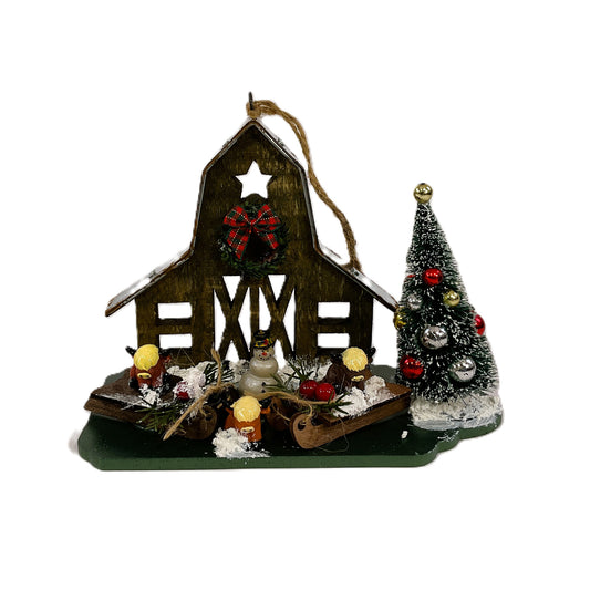 AGSD Christmas Decor - Highland Coo Cow Farmhouse Wood Barn