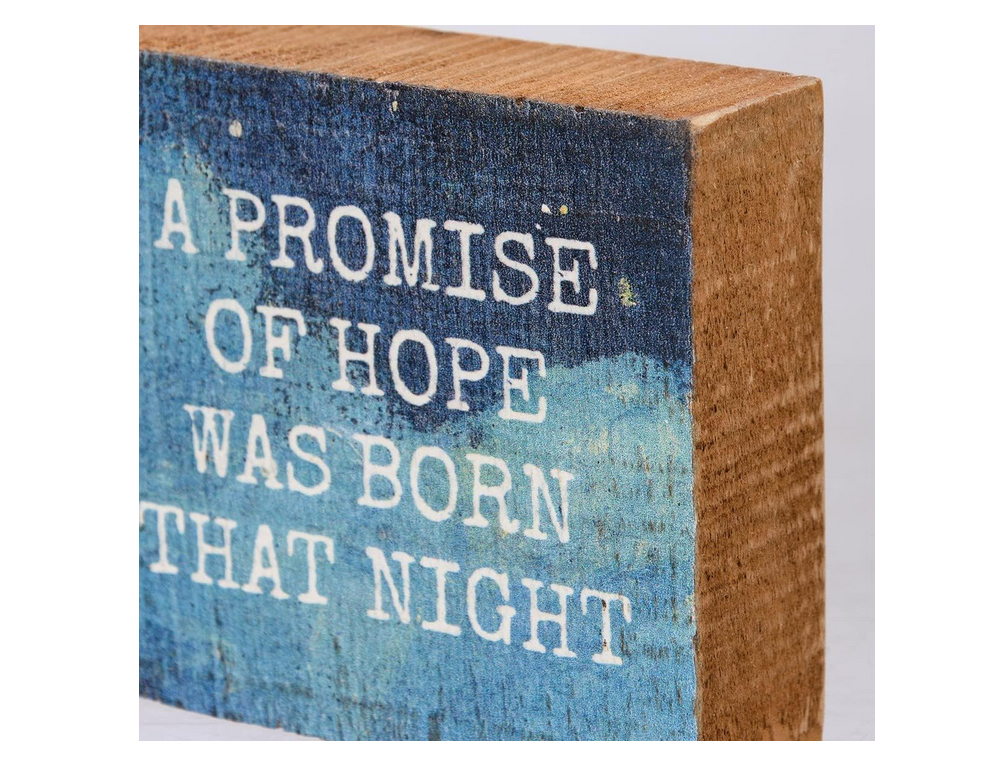 PBK Christmas Decor - Nativity A Promise of Hope Born Block Sign