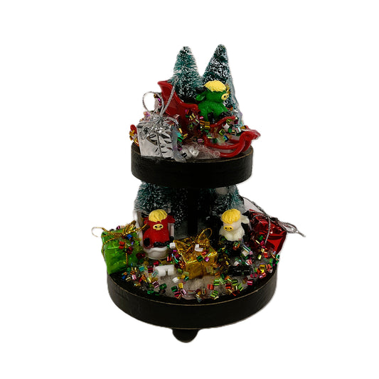AGSD Christmas Decor - Highland Cows Miniature Mini Fairy Tier Tray Scene