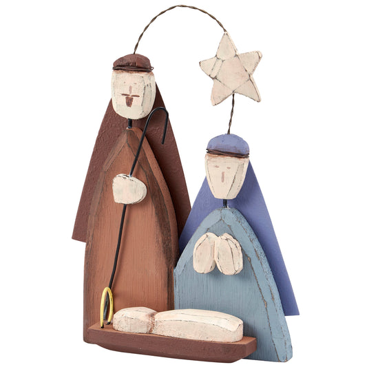 PBK Christmas Decor - Farmhouse Nativity Holy Family Ornament Sitter