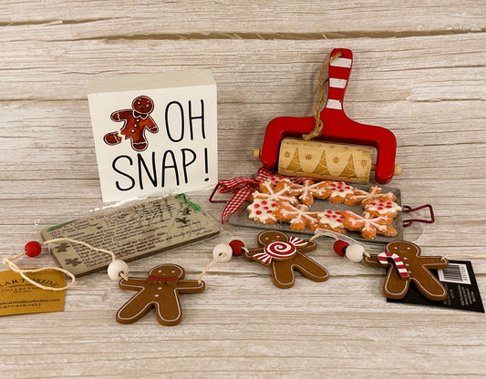 Christmas Decor - Gingerbread Theme Tier Tray Bundle 5pc