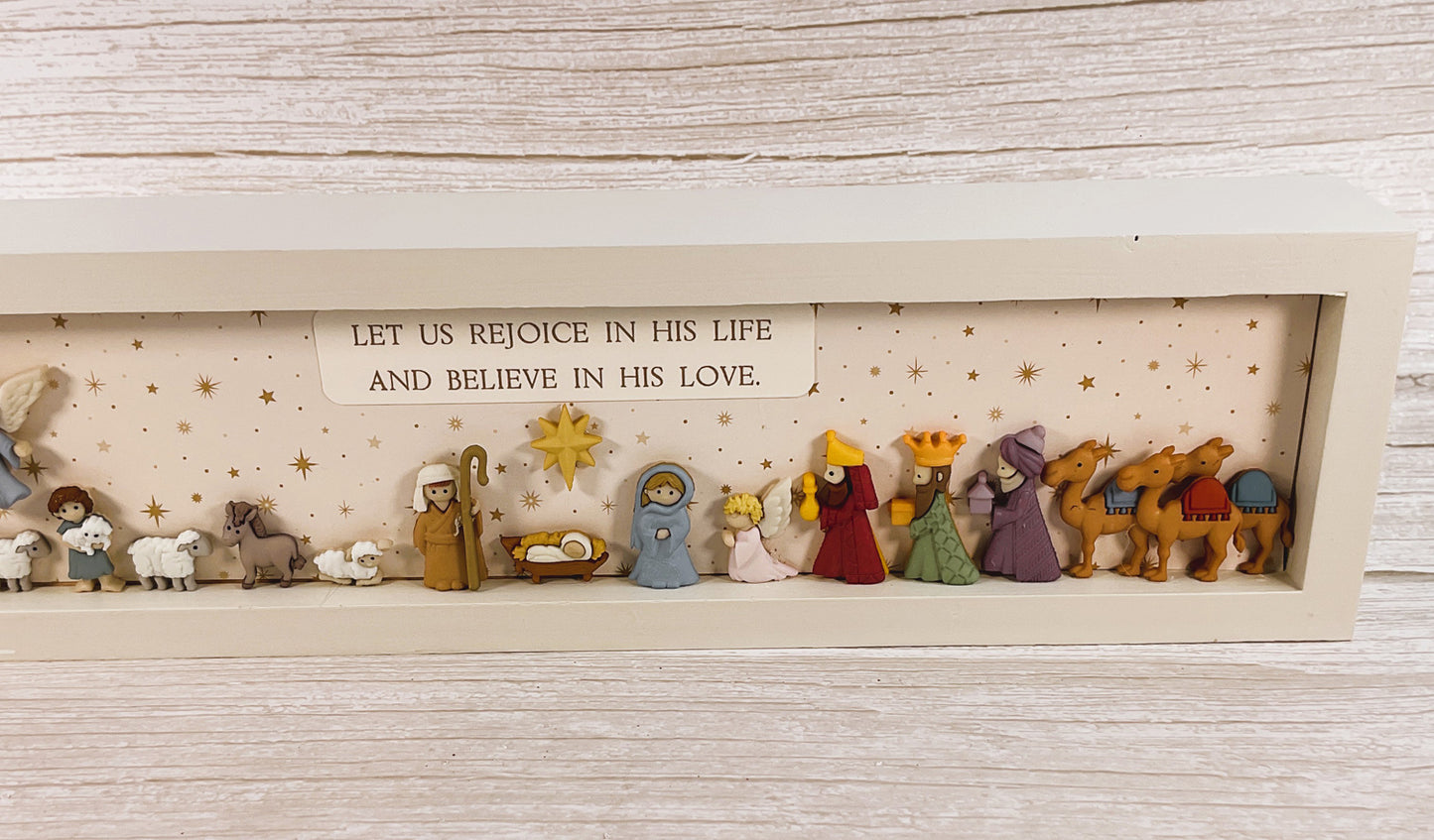 AGSD Christmas Decor - Nativity Scene Flat Back Button Inset Sign