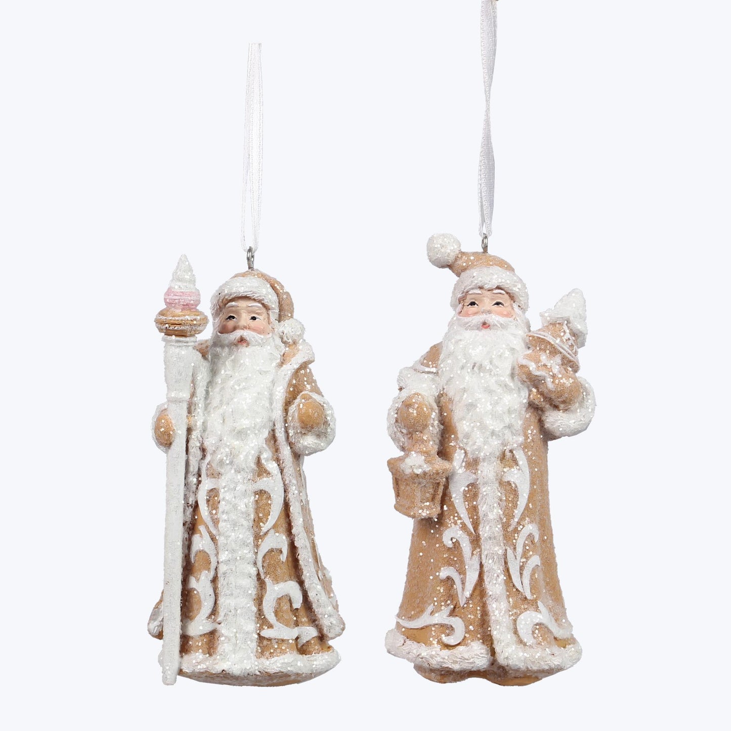 YI Christmas Decor - Gingerbread Santa Claus Ornaments 2pc Set