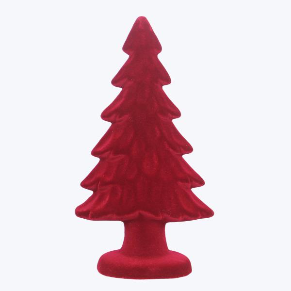 YI Christmas Decor - Ceramic Flocked Red Tree Multiple Sizes