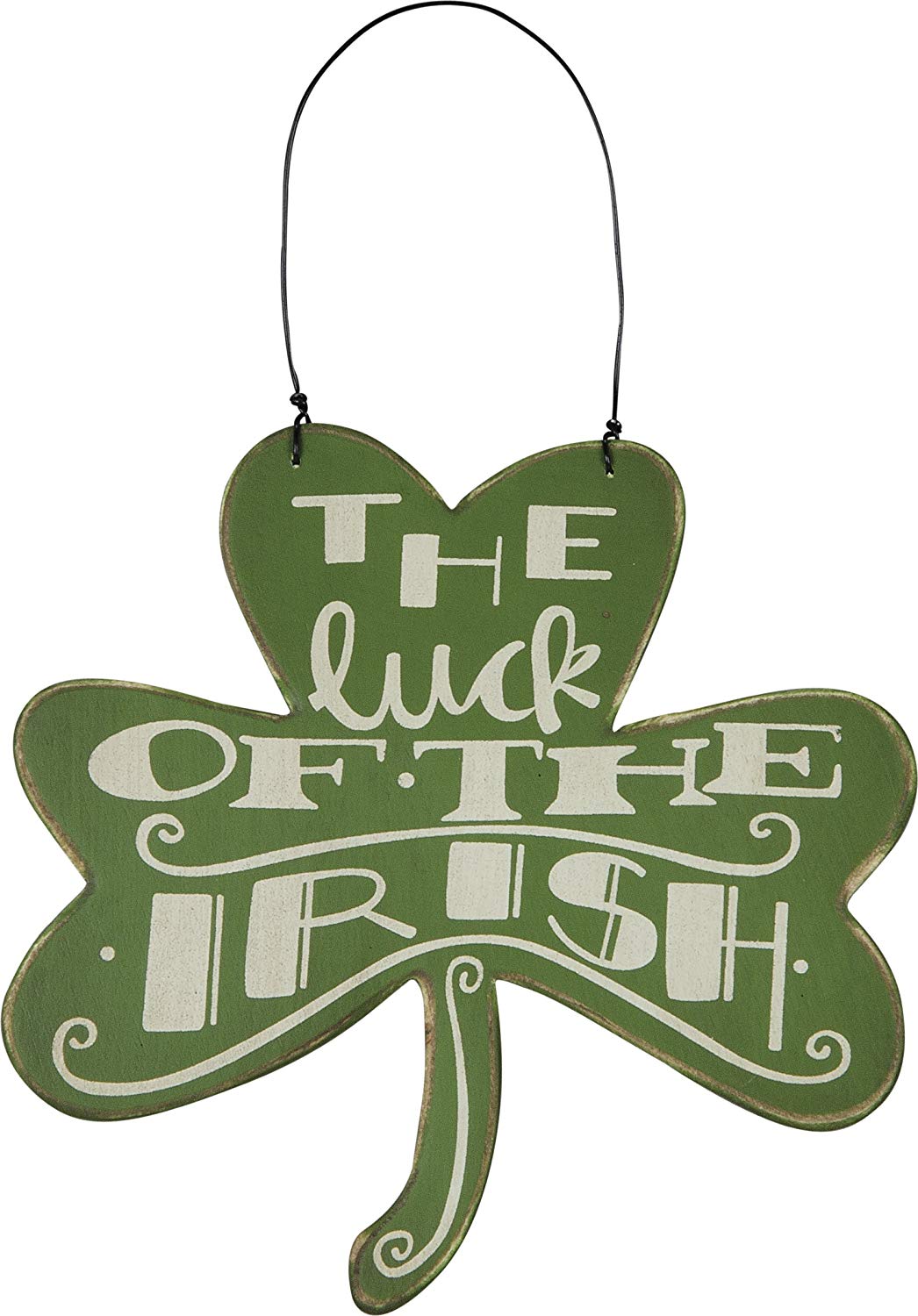 PBK St Patricks Decor - Luck of the Irish Shamrock Ornament Sign