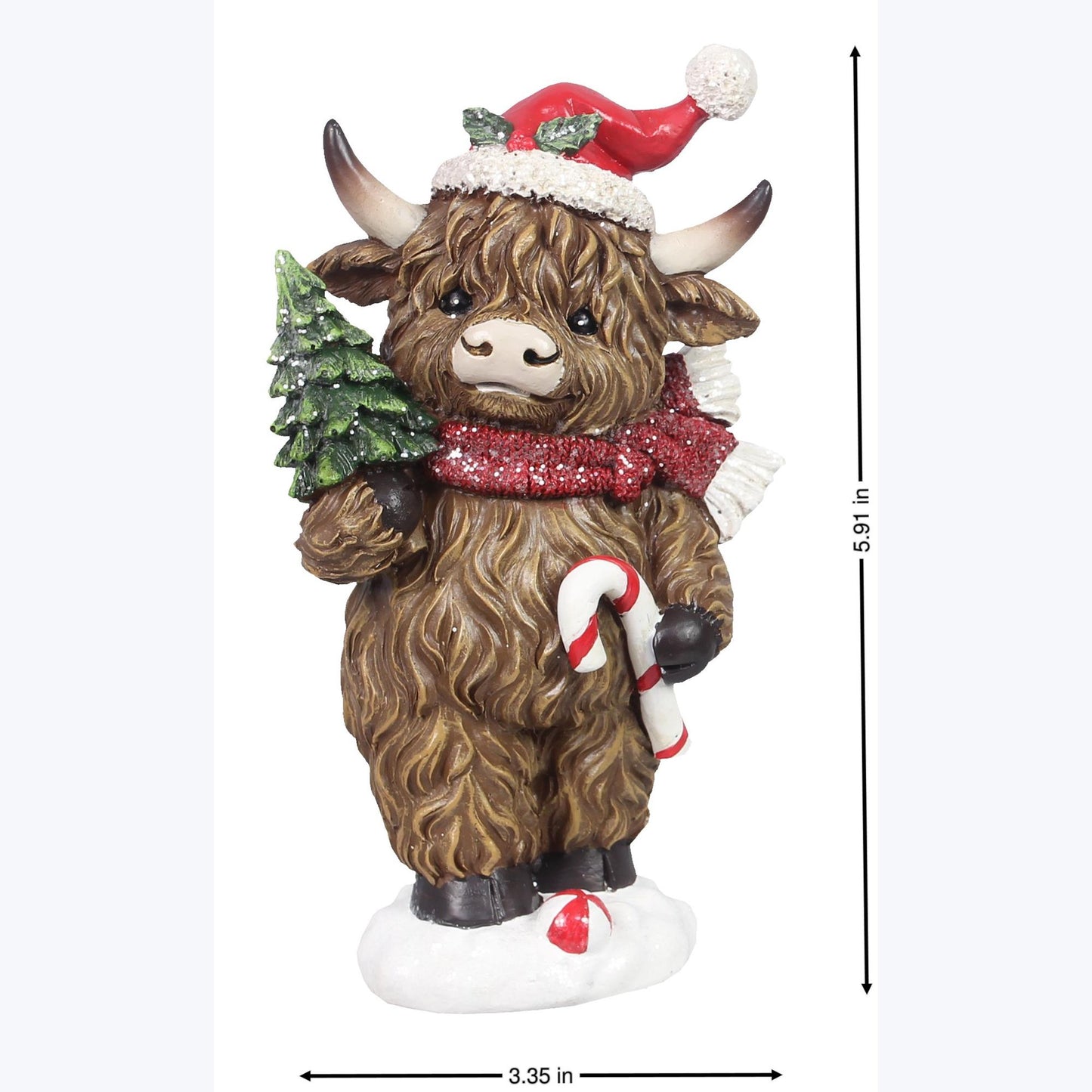 YI Christmas Decor - Standing Highland Cows Resin Tabletop Figurines 3pc