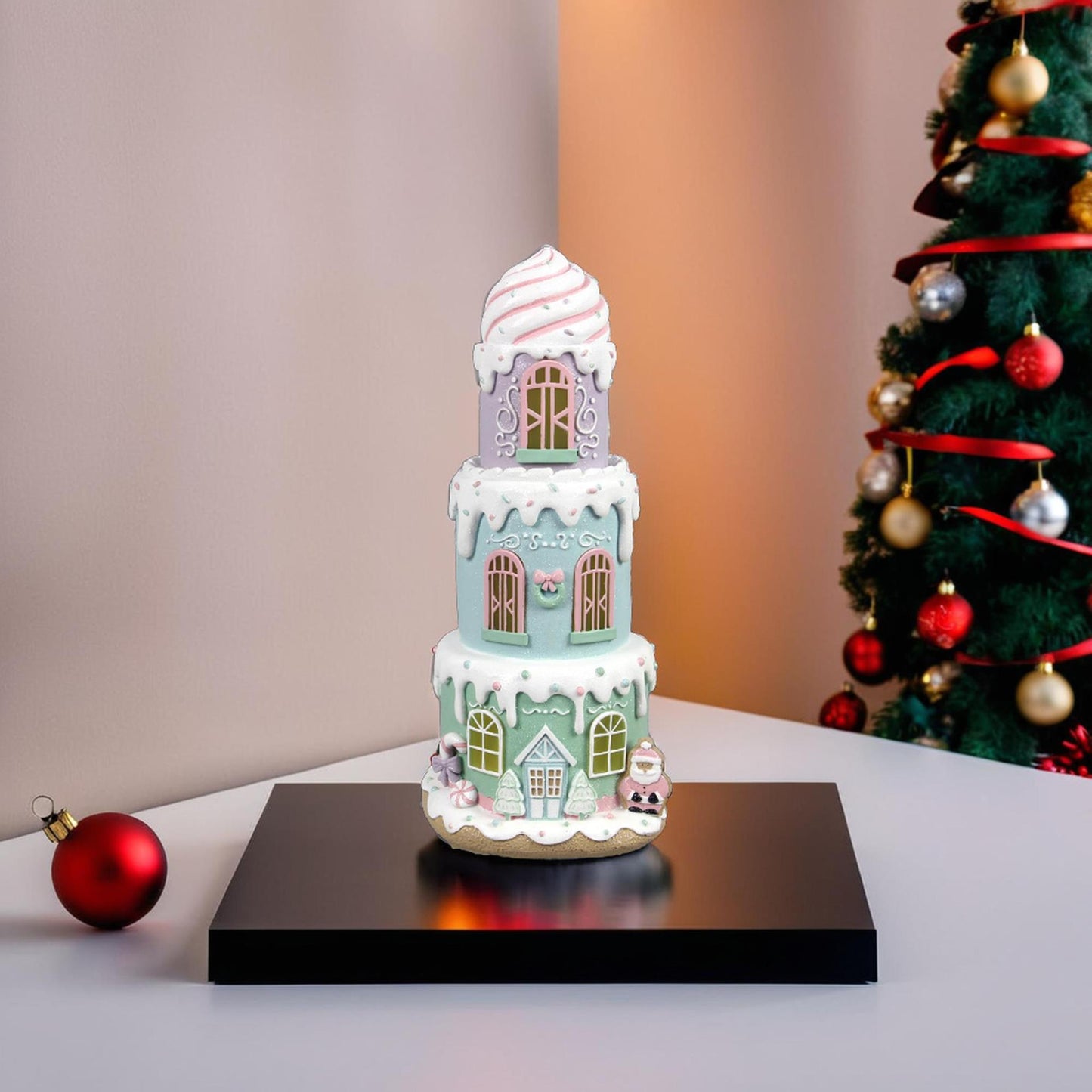 YI Christmas Decor - Pastel Cake Gingerbread Lighted House