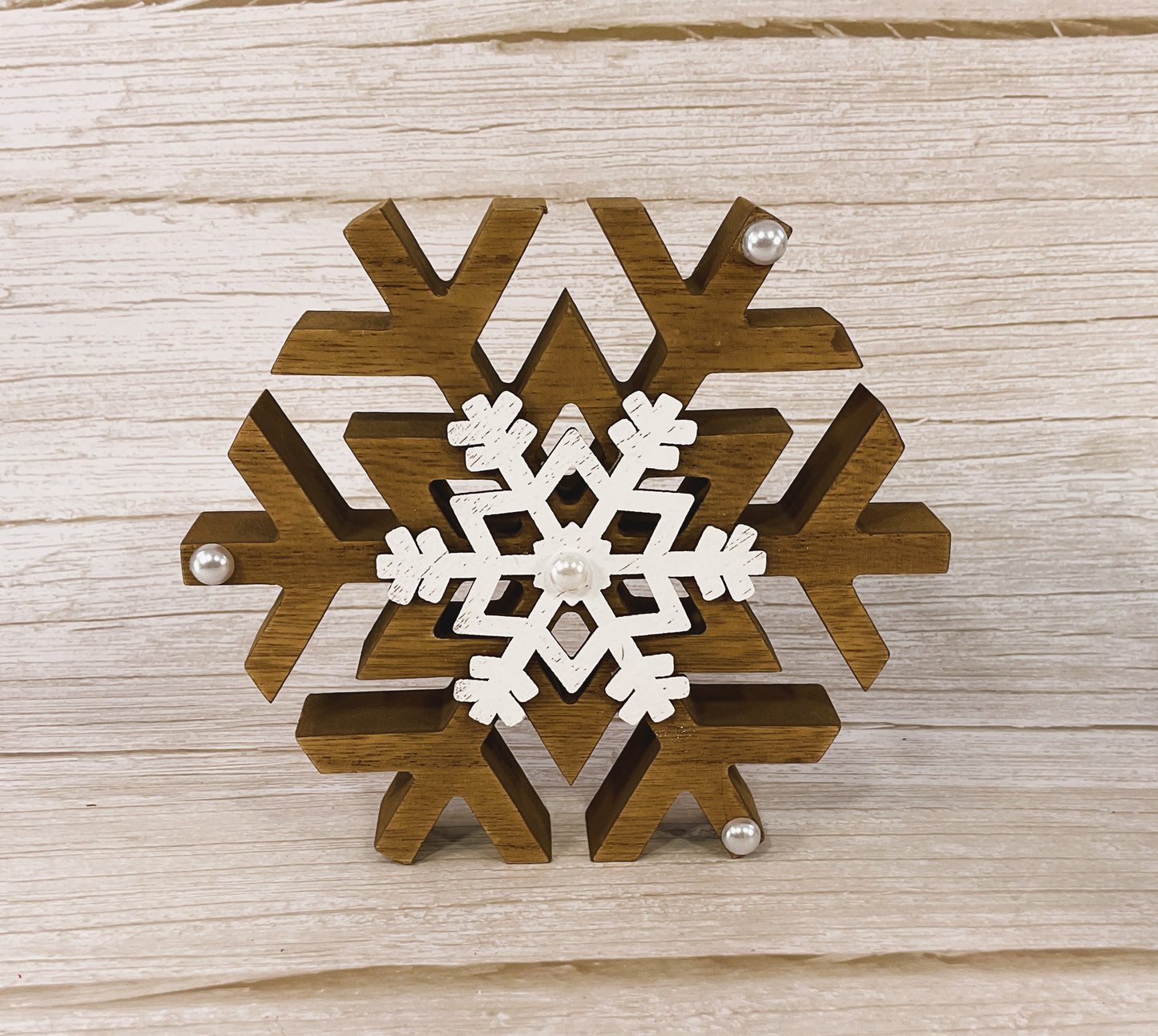 AGSD Winter Decor - Neutral Farmhouse Snowflakes and Sign 3pc Set