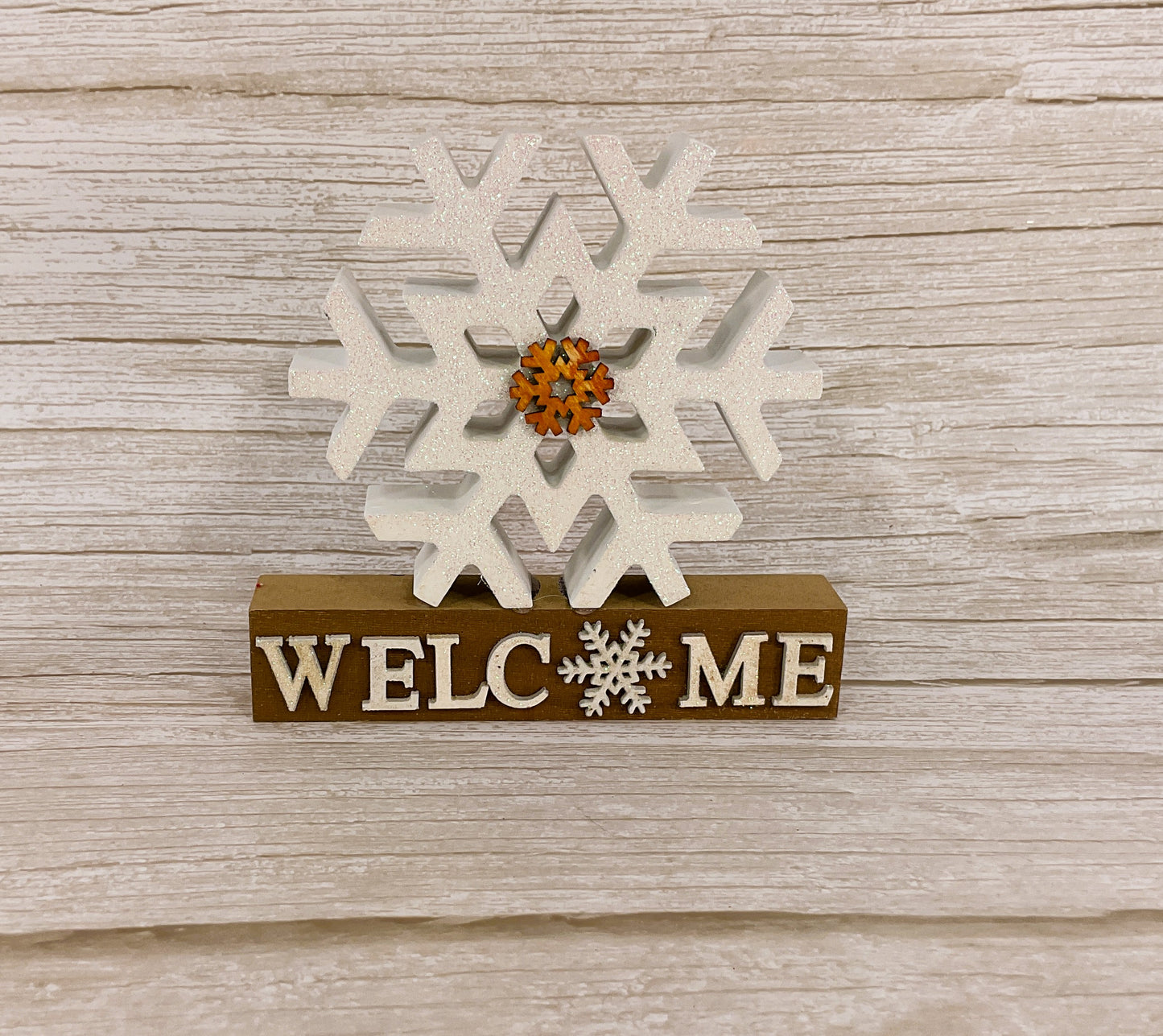 AGSD Winter Decor - Neutral Farmhouse Welcome Snowflake Sign