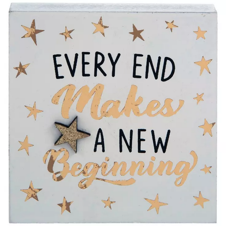 HL New Year's Eve Decor - New Beginning Top Hat Clock Wood Sitters 3pc