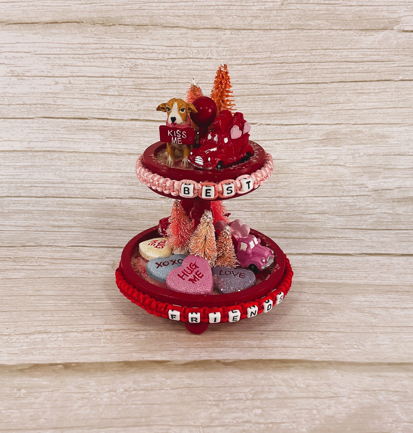 AGSD Valentines Decor - Small Miniature Puppy Dog Truck Tier Tray Display