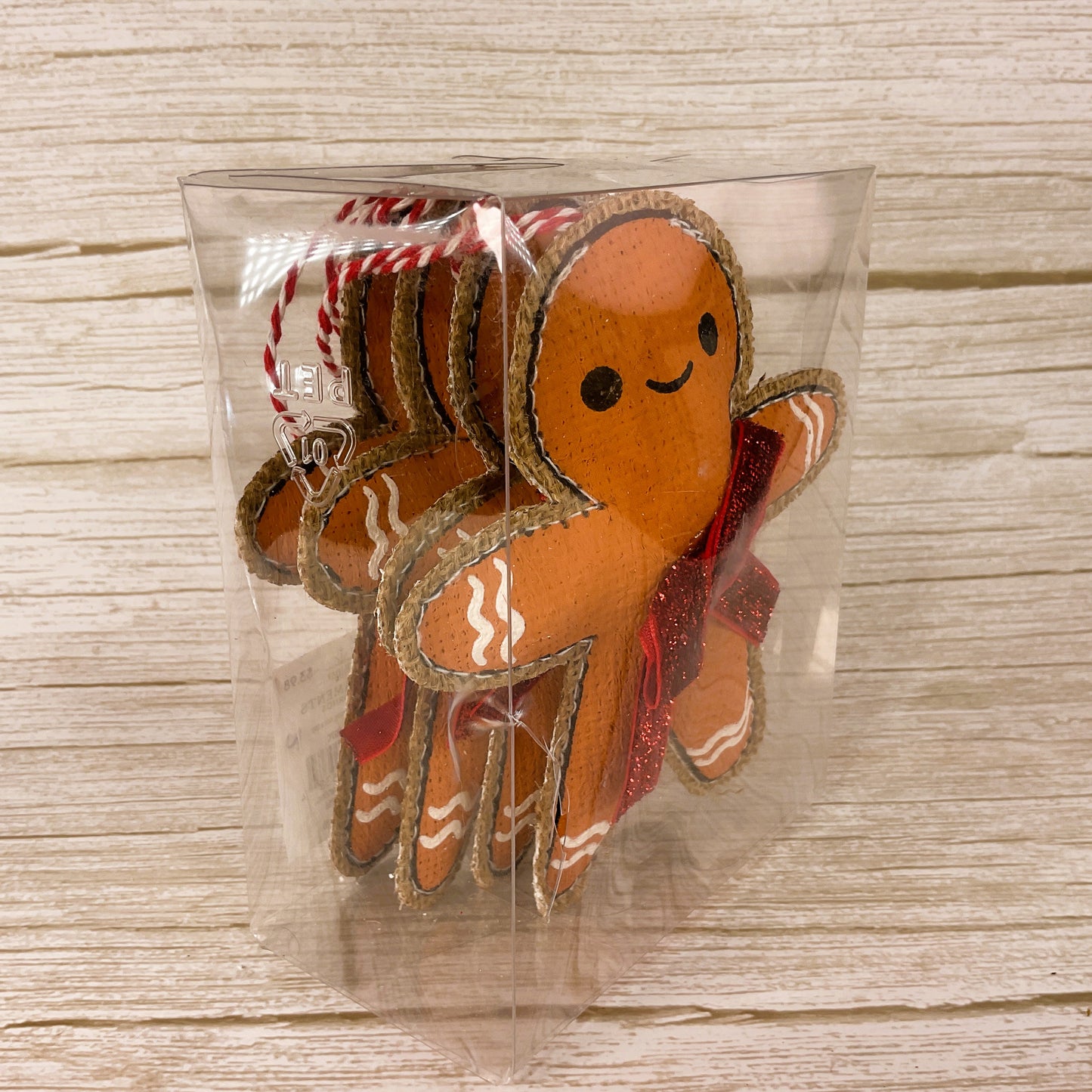 WM Christmas Decor - 3-D Paper Canvas Gingerbread Ornaments 4pc Set