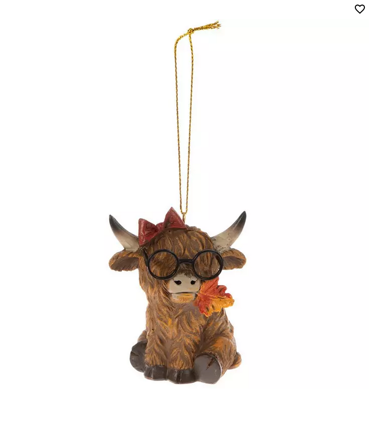 HL Fall Decor - Small Highland Cow Couple Figurines Ornament Couple 2pc