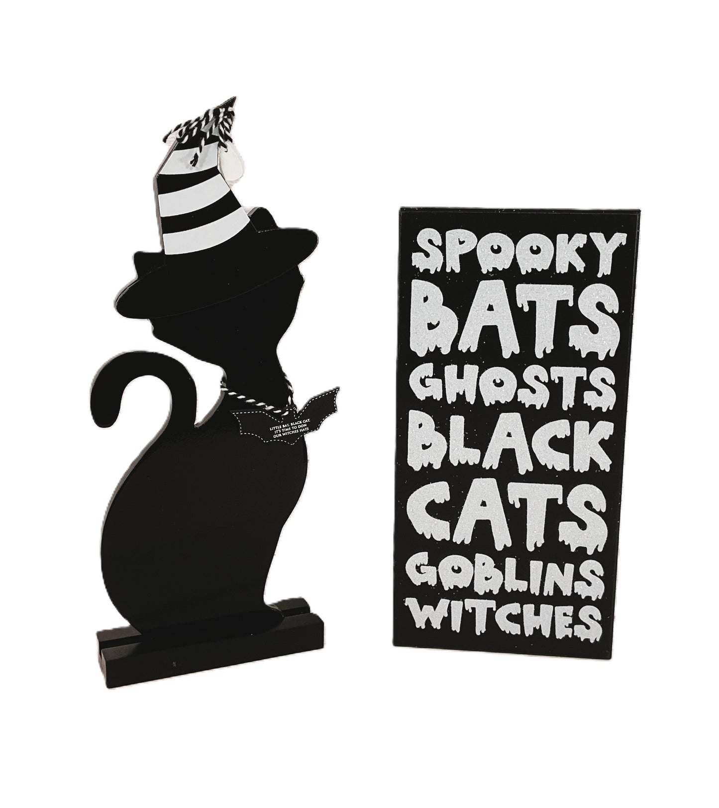 Adams CP Decor Halloween - Black Cat Witch Hat Subway Sign Bundle 2pc
