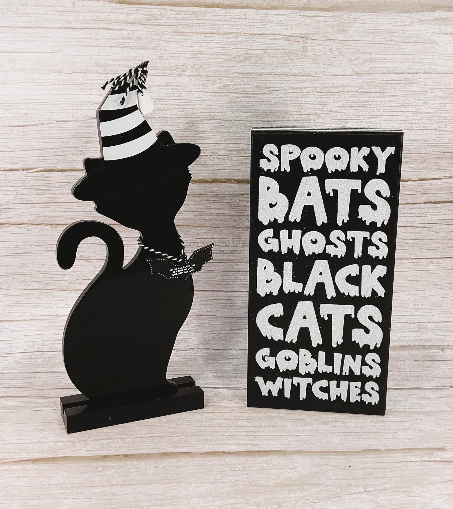 Adams CP Decor Halloween - Black Cat Witch Hat Subway Sign Bundle 2pc