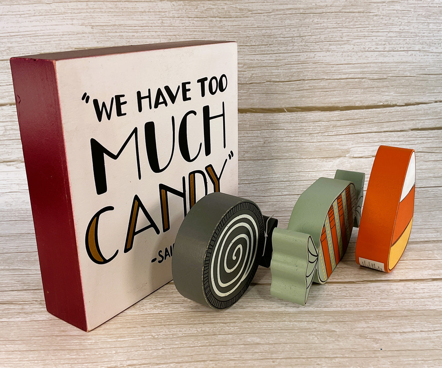 Adams Decor Halloween -  Candy Corn Wood Sitters & Stand Bundle Set