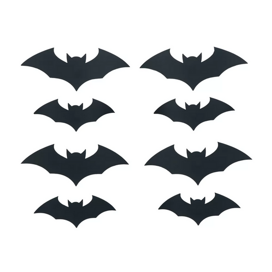 Adams Halloween Decor - Black Paper Bats 7 and 9-inch 15pc Set