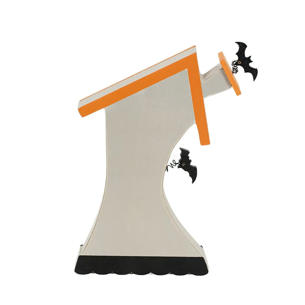 Adams & Co. Halloween Decor - Whimsy Trick Treat Haunted House Wood Sitter
