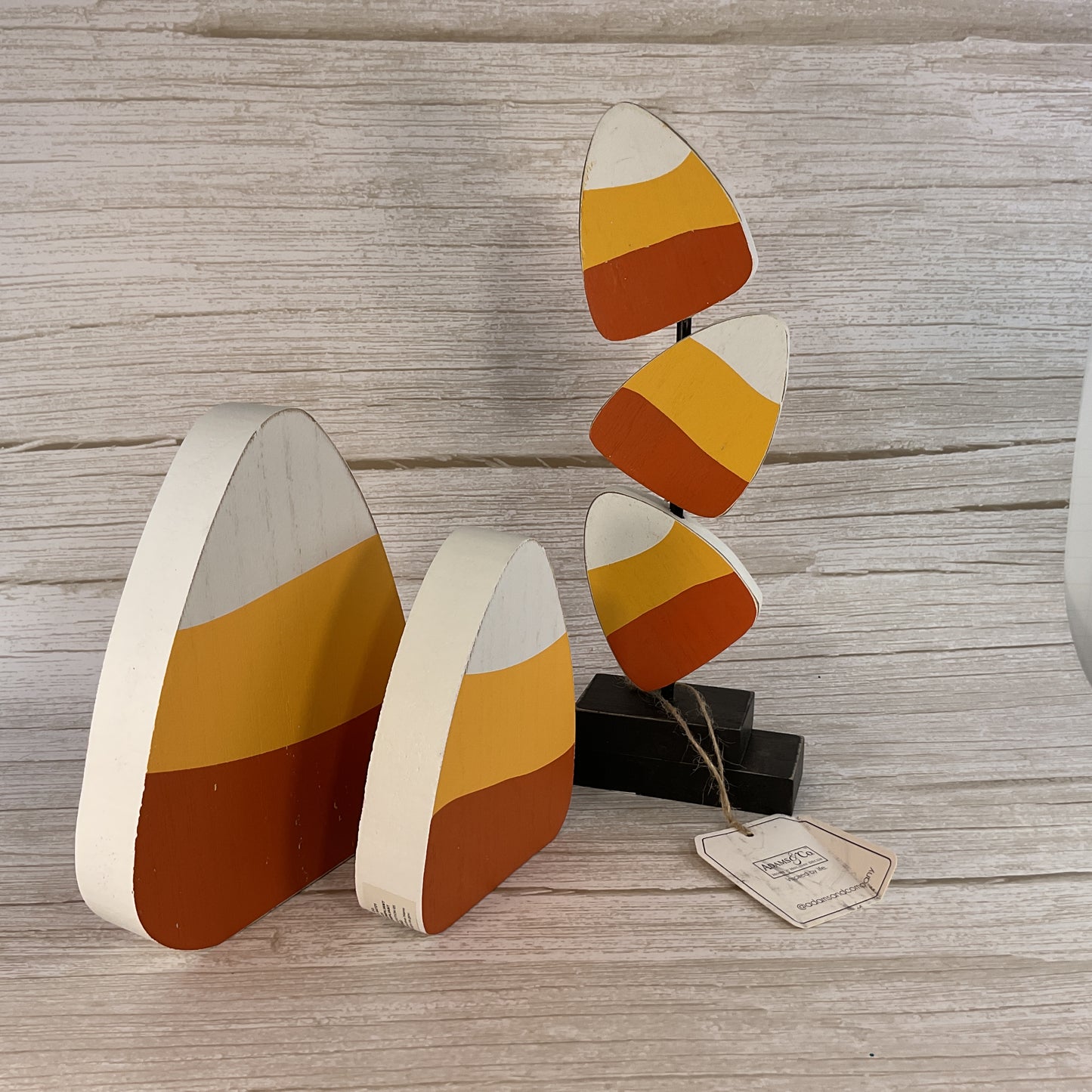 Decor Halloween - Chunky Candy Corn Wood Sitters & Sign 4pc Bundle