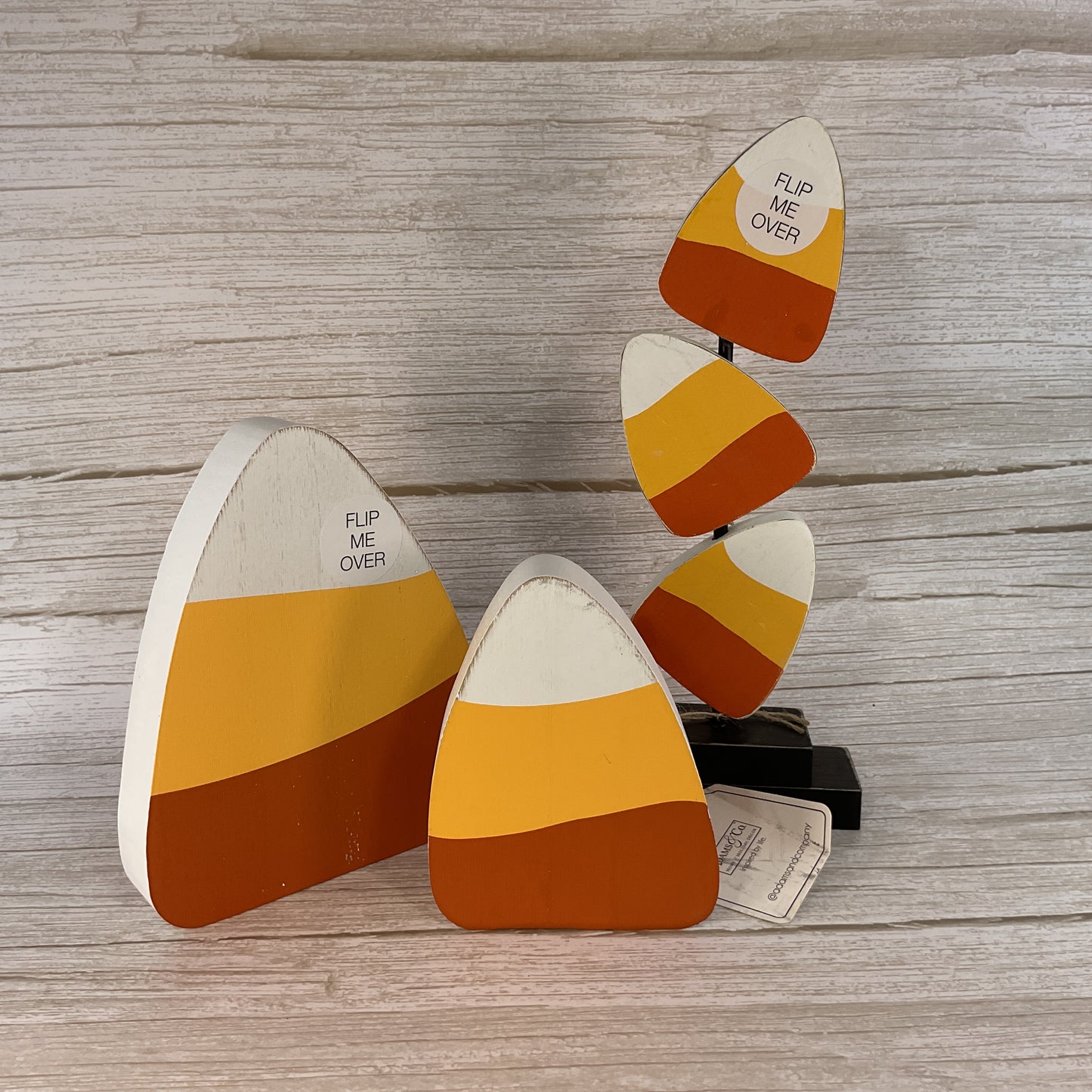 Decor Halloween - Chunky Candy Corn Wood Sitters & Sign 4pc Bundle