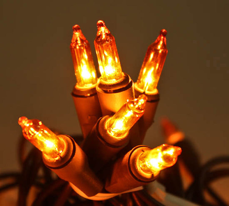 Darice Fall Decor - 50ct Amber Bulb Light Strand Wire Brown