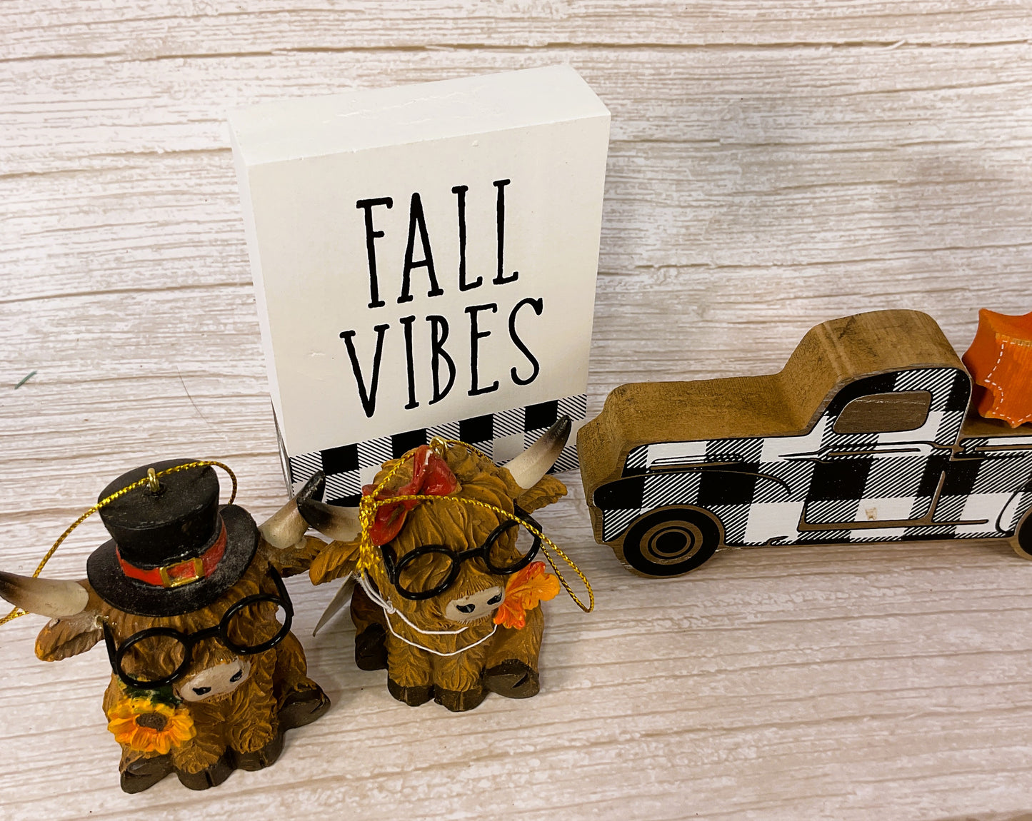 Fall Decor - Sunflower Buffalo Check Truck Highland Cow 7pc Bundle Set