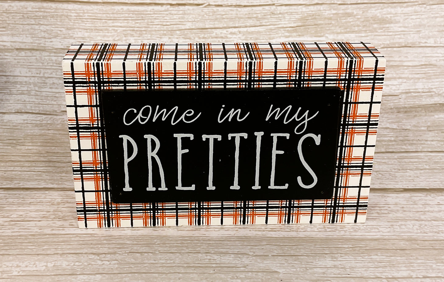 CP Halloween Decor - Orange Black Stripe Plaid Tier Tray 5pc Bundle Set