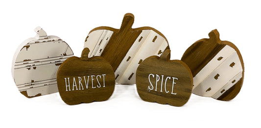 Collins Fall Decor - Small Harvest Spice Natural and White Pumpkins 5pc Set