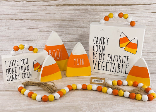 Collins Halloween Decor - Candy Corn Chunky Wood BUNDLE