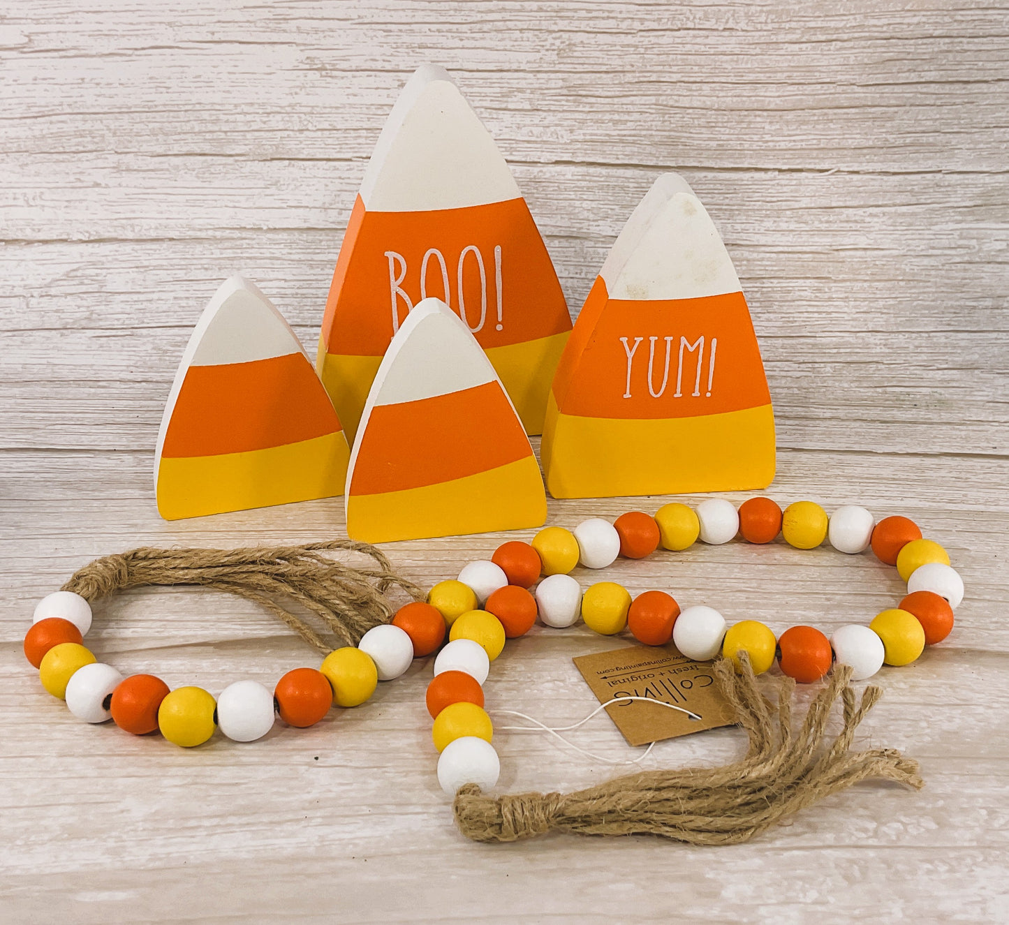 Collins Halloween Decor - Candy Corn Chunky Wood BUNDLE