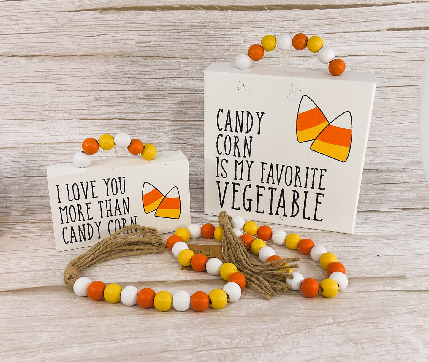 Collins Halloween Decor - Candy Corn Chunky Wood BUNDLE