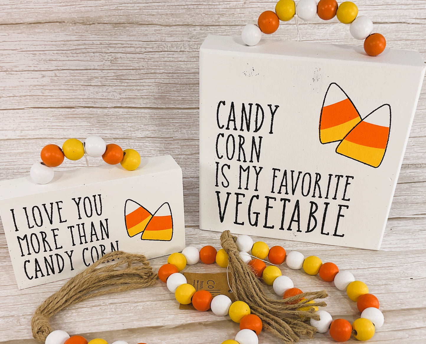 Collins Halloween Decor - Candy Corn Chunky Wood BUNDLE