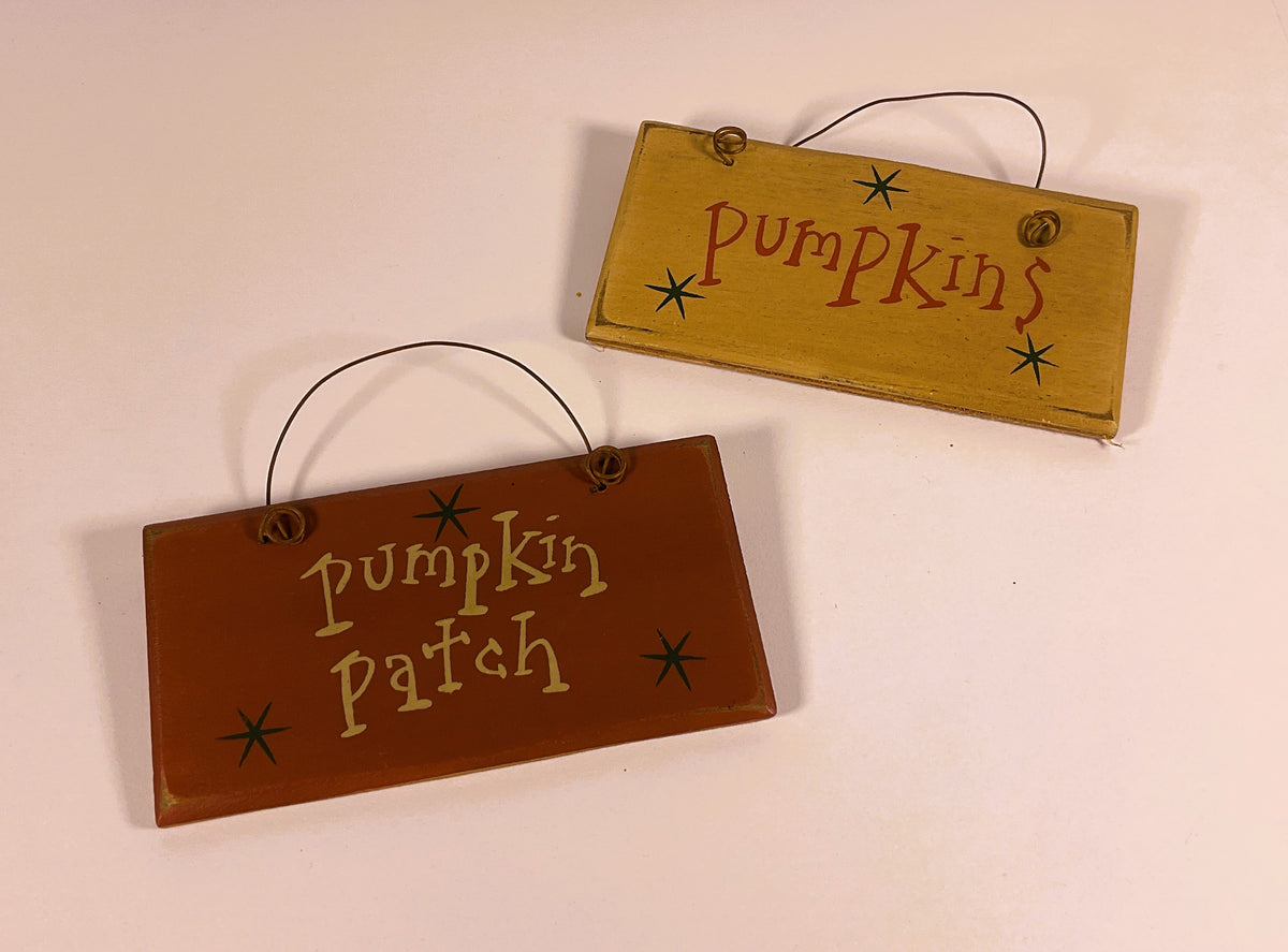CWI Fall Decor - Farmhouse Pumpkins Patch Weathered Ornament SM Signs 2pc